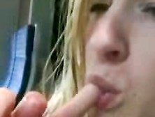 German Blonde Big Tits Masturbating In The Train
