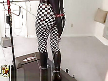 Bondage Doll On Treadmill Plugged And Vibed