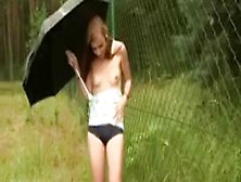 Teen Masturbation Outside Under Umbrella - David Bryne