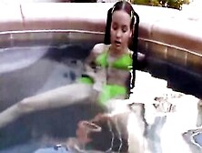 Small Tabby Masturbating Her Twat Using Vibrator At The Pool