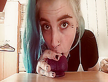 Blue Haired Teen Taking It From Behind By Her Dildo