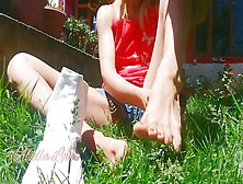 Petite Whore Wearing Her White Ninja Shoes In The Garden - Tik Tok Abella Love
