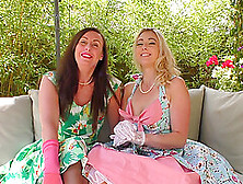 Costumed Outdoor Lesbian Couple Sapphire Blue And Lara Pussy Licking