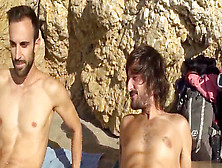 Two Homosexual Friends Jerking At The Beach