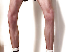 Wooly Man In Sneakers And White Socks Faps Off And Showcases His Gams