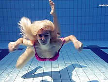 Underwater Tease From Blonde Bikini Babe