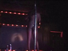 Ebony Pole-Dancer Strips To Her Thong
