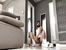 Hairy Muscle Otter In Nike Socks And Sneakers Fucking Hole With Huge Dildo