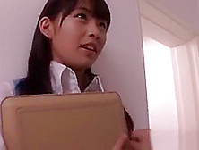 Young Japanese Secretary Enjoys Her First Day