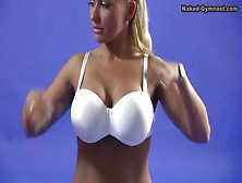 Fake Tits Blonde Does Sexy Splits On Camera