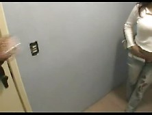 Hot Brunette Latina Pooping On Top Of A Toilet