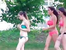 Candid - Group Of Legal Age Teenager In Bikini Arse Breasts Body