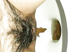 Lovely Hairy Lady Pooping In Sweet Closeup