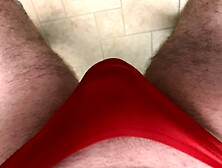 Jerking In Red Thong To Sexy Pics