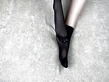 Gloria Gimson In Black Nylon Socks Massages Her Feet