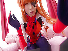 Japanese Cosplay Ginger Babe Tugging Cock