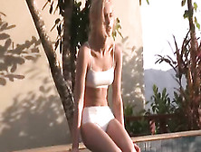 Blonde In White Bikini Doing Oral Sex
