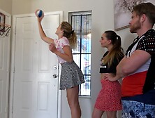 A Strip Indoor Basketball Game With Two Hot Girls And 1 Lucky Dude