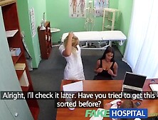 Fake Hospital Busty Beautiful Patient Has Her Big Breasts Oiled And Examine