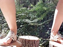 Hotwife Takes A Big Pissing Outdoor Into The Forest Upclose With A Super Bald Vagina