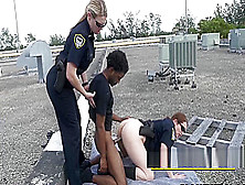 Fro Dude Is Arrested And Fucked On Rooftop By Perverted Female Officers