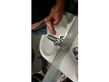 Felixproducer Is Wanking In A Public Toilet And Cums All Over The Sink And The Mirror
