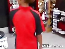 Ebony Sucking Sales Clerk Sucks A Customer In The