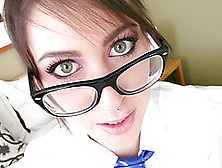 Porn Star Babe In Glasses Enjoy Hardcore Cock Blowing On Pov