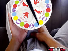 Stepsister Playing Twister Game On Dick