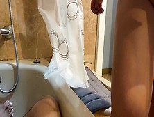 Alluring Gf Peeing On Bf's Penis And Gives Hand-Job