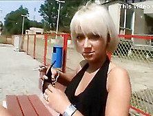Sexy Blonde Smoke In Public