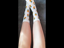 Teen School Girl Tease Her Sexy Feet In Socks After College - Foot Fetish