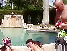 Sluts Fucked A Man By The Pool On A Weekend Pool Dipping