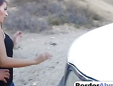 Slutty Brunette Gets Caught Crossing The Border And Fucked Hard