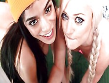 Cameraman Gets It On With Blonde And Brunette Girlfriends