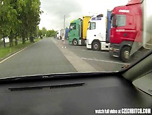 Czech Doxy - Real Wench Receive Paid For Sex Betwixt Trucks