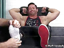 Muscular Hunk Joey Tied Up And Tickled In A Kinky Foot Fetish Session