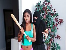Busty Ebony Teen Gets Stripped And Fucked By A White Thief