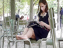Candid Nylon Shoeplay In The Park
