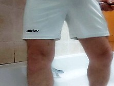 Pissing In My Amsterdam Footie Jersey And White Adidas Shorts