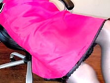 Inexperienced Crossdresser In A Pink Pencil Skirt And Black Satin Half Slip