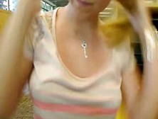 Amateur Blond Masturbates And Squirts In The Library Wf