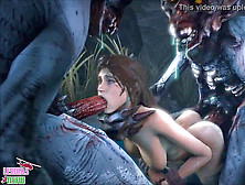 Lara Gets Pounded By A Massive Monster Again