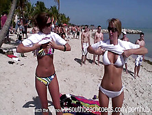 Talking Girls Into Flashing Breasts For Free Tshirts On Florida Beach