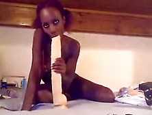 Naughty Black Babe On Webcam Fucks Herself With Huge Dildo And Teasing