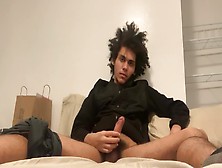 Kinky Hair Hispanic Teen Touches Himself And Masturbates