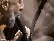 Old Inked Muscle Hunk Ass Fucks His Young Black Twink In An Interracial Gay Sex
