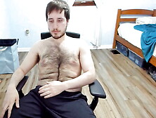 Young Hairy Bear Gets Naked,  Jerks Off And Cums On Webcam