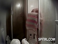 Wife With Towel. Bathroom Spy Cam