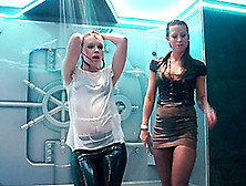 Girls Soaked As They Dance Under The Water In The Club